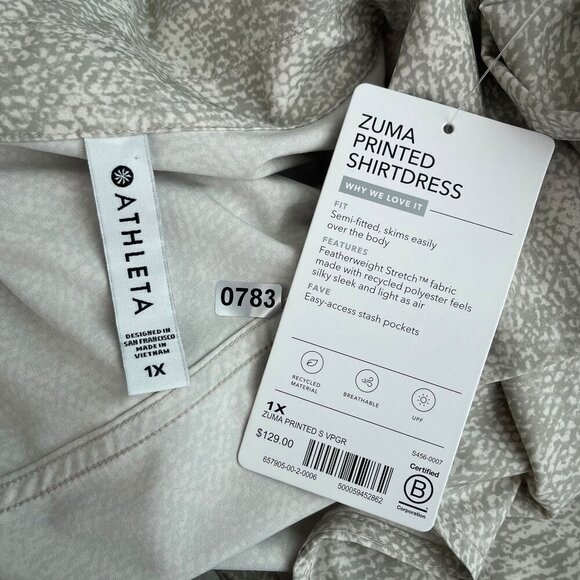 NWT Athleta Zuma Print Collar Shirt Dress Long-Sleeve Pockets Women Plus Size 1X - Picture 4 of 13